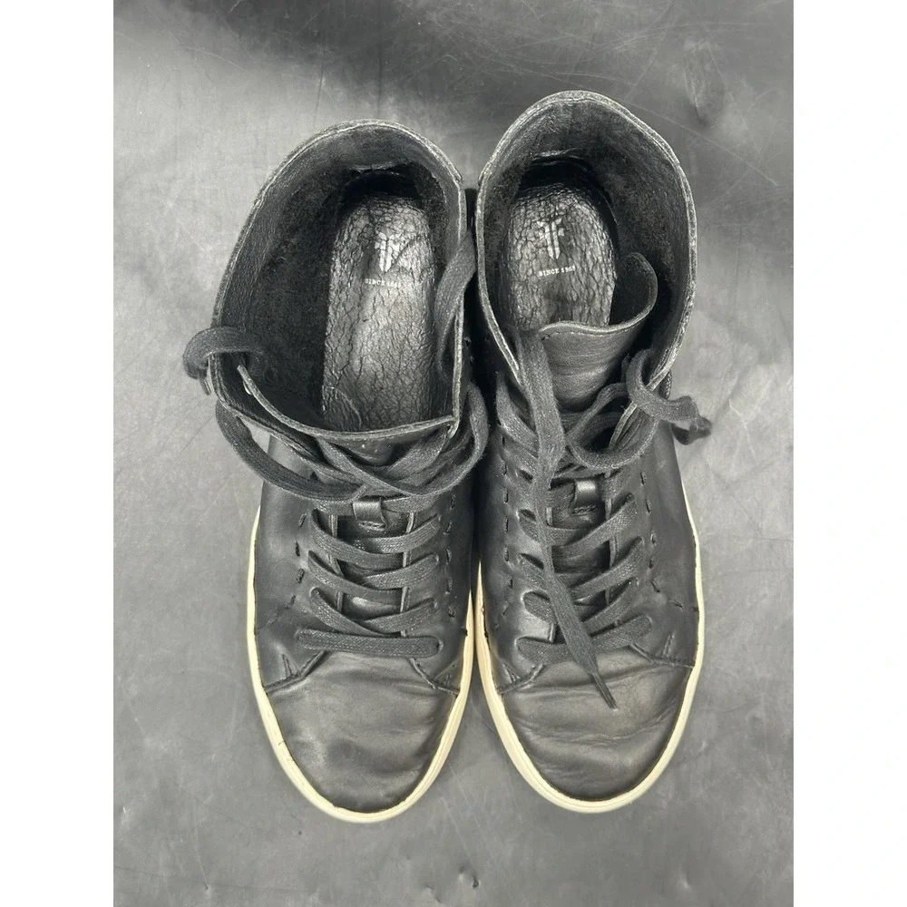 Frye Lena Hiker Black Leather High Top Sneakers Ankle Women's Sz‎ 8M (3470390)